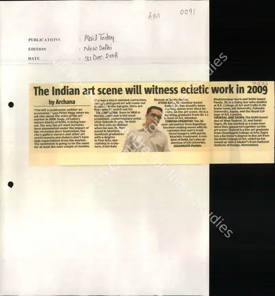 Archana Khare (Reporter), The Indian Art Scene will Witness Ecletic Work in 2009, 2008, Newspaper Clipping