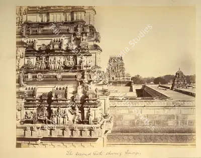 William Baker (Photographer), The Second Gate showing Images, Bindraband, 1866, Antiquarian Photograph