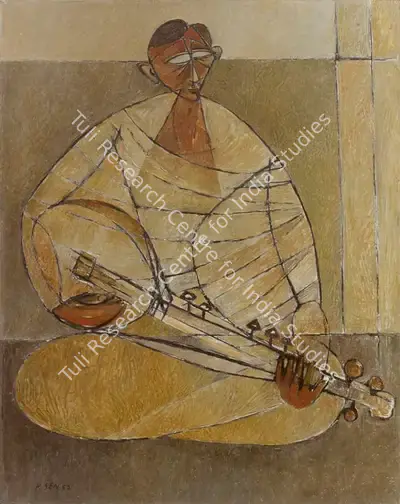 Sen, Paritosh (Artist). Sarode Player, 1952 | Painting, Sa.Onl/06.12.18, 2018 · Saffronart