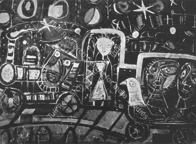 Sunil Madhav Sen (Artist), Night Train, 1964, Painting