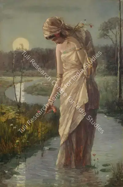 Hemendranath Mazumdar (Artist), Untitled (Woman in Moonlight), 1935, Painting