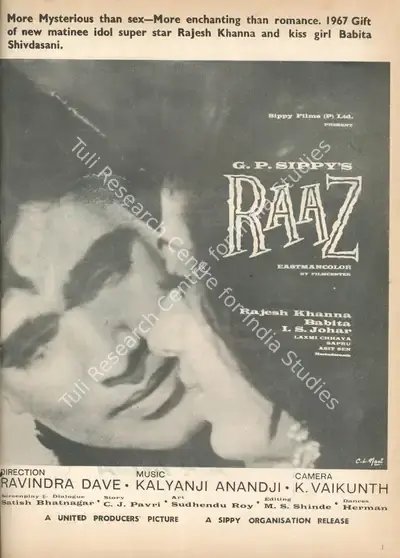 G.P. Sippy (Producer), Raaz, 1967, Advertisement