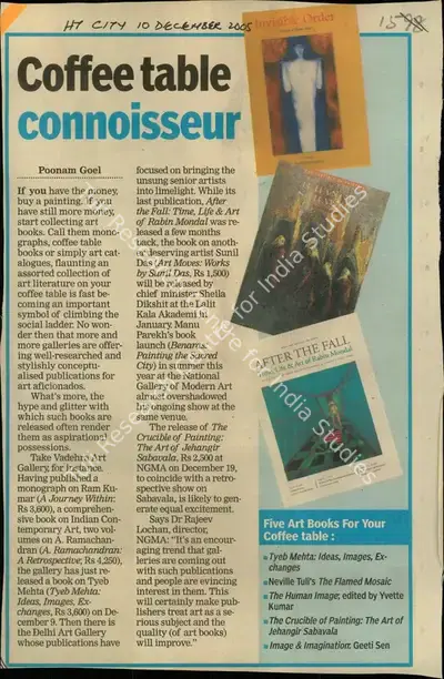Poonam Goel (Photographer), Coffee Table-Connoisseur, 2005, Newspaper Clipping