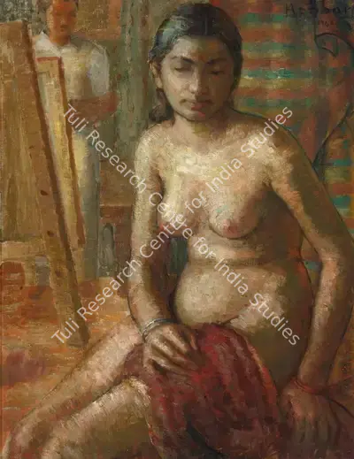 K.K. Hebbar (Artist), Untitled (Nude), 1949, Painting