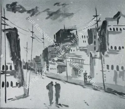 S.N. Butt (Artist), Street Sketch, Drawing