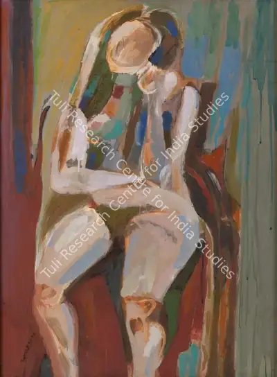 Jyoti Bhatt (Artist), Figure Study, 1964, Painting