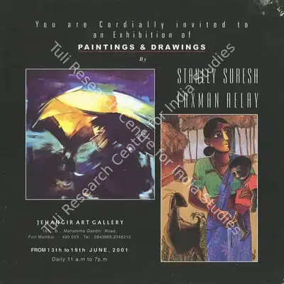 An Exhibition of Paintings & Drawings by Stanley Suresh and Laxman Aelay, 2001, Group Exhibition Invitation