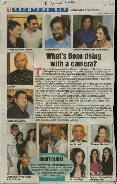 Shantanu Das (Photographer), What's Bose doing with a Camera, 2008, Newspaper Clipping