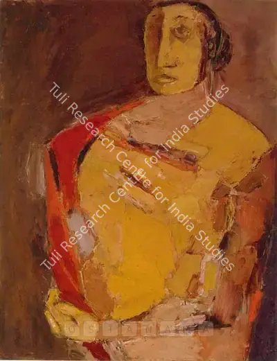 Tyeb Mehta (Artist), Red Shawl, 1961, Painting