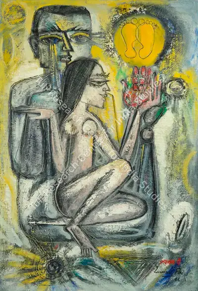 Pai, Laxman (Artist). Asana, 1966 | Painting, Ch.NeY/25.03.25, 2025 · Christie's