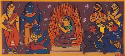 Jamini Roy (Artist), Agni Pariksha, 1947, Painting