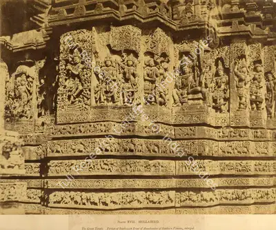 Andrew Charles Brisbane Neill (Photographer), Hullabeed. The Great Temple. Portion of South-west Front of Antechamber of Southern Vimana, enlarged, 1856, Antiquarian Photograph