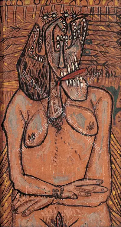 F.N. Souza (Artist), Weeping Woman, 1962, Painting