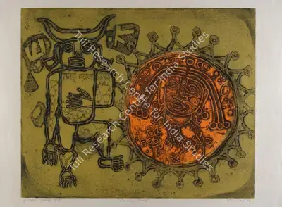Mumtaz Ali Khan (Artist), Ramdu-Kraj, 1974, Graphic Art