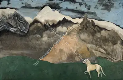 B.C. Sanyal (Artist), Phantom Horse at Sonmarg, 1977, Painting