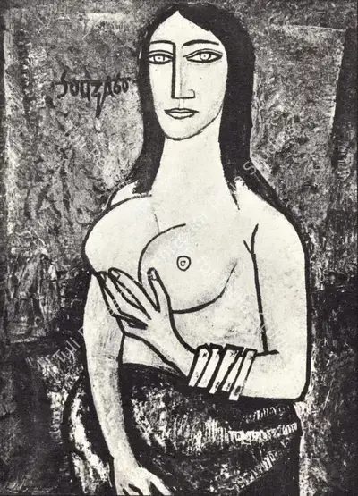 F.N. Souza (Artist), Portrait, 1960, Painting
