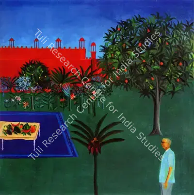 Khakhar, Bhupen P. (Artist). Portrait of Shri Shankerbhai V. Patel near Red Fort. Oil on Canvas, 1971 | Bhupen Khakhar , 1998 | Painting | FineArts | 00149678