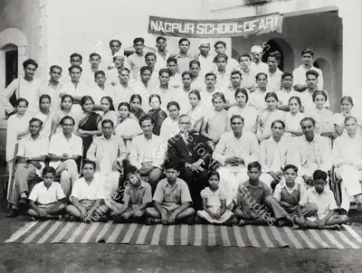 Unknown (Photographer). Nagpur School of Art, S.H. Raza seated to the left of the Principal, 2nd Row. Photographic Still, n.d. | Contemporary Photograph, Sayed Haider Raza, 2023 | Photography | 00892764
