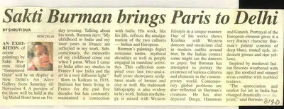 Shruti Dua (Reporter), Sakti Burman Brings Paris to Delhi, 2008, Newspaper Clipping