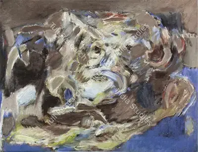 Tyeb Mehta (Artist), Trussed Bull, 1966, Painting