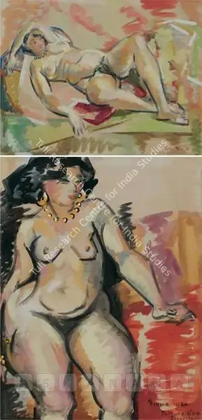 Jehangir Sabavala (Artist), Nude Study, Woman Reclining, 1950, Painting