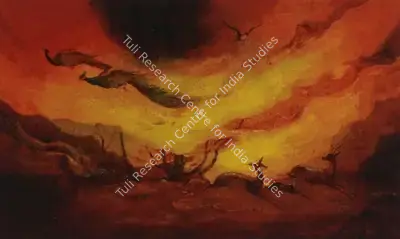 Ganesh Pyne (Artist), Dabanol (Wild Fire), 1956, Painting