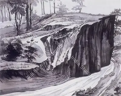 Gaganendranath Tagore (Artist), Black Cliffs, Painting