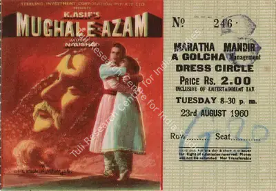 K. Asif (Producer), Mughal E Azam, 1960, Theatre Ticket