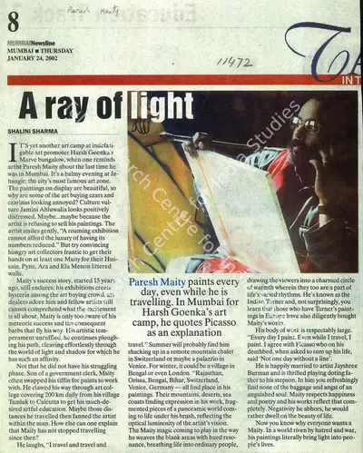 Shalini Sharma (Writer), A Ray of Light, 2002, Newspaper clipping