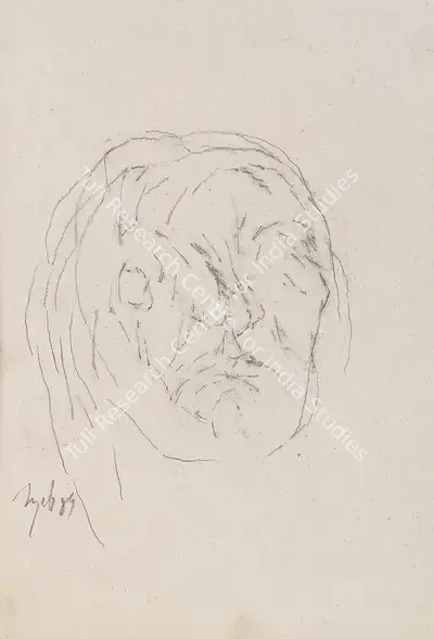 Tyeb Mehta (Artist), Head, 1989, Drawing