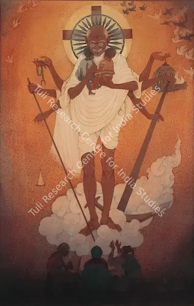 Badri Nath Arya (Artist), Gandhiji: Harmony of Religions, 1970, Painting