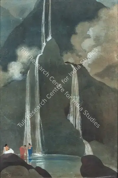 B.C. Sanyal (Artist), Waterfall, 1942, Painting