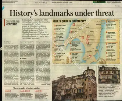 Anjali Doshi (Reporter), History's Landmarks under threat, 2005, Newspaper Clipping