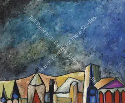 S.K. Bakre (Artist), Untitled (Landscape with Blue Sky), 1961, Painting
