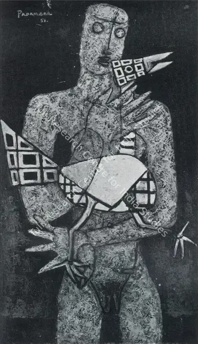 Akbar Padamsee (Artist), Woman with Bird, 1951, Painting