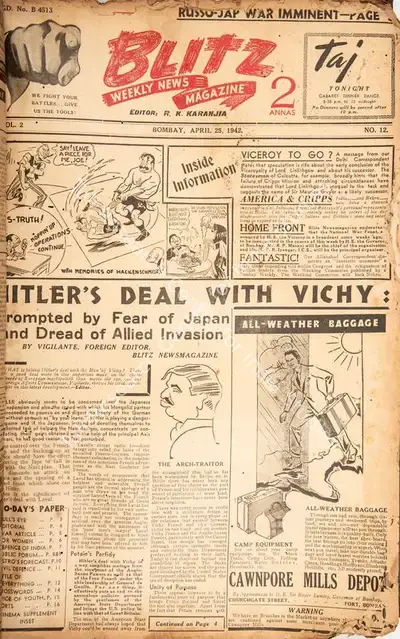 R.K. Karanjia (Editor), Blitz, 1942, Magazine