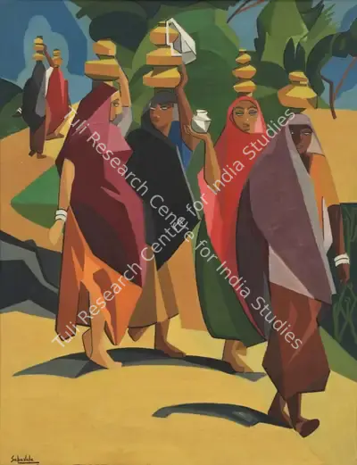 Jehangir Sabavala (Artist), The Four Milk-Maids, 1954, Painting