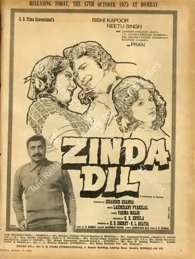 K.L. Bhatia (Producer), Zinda Dil, 1975, Advertisement