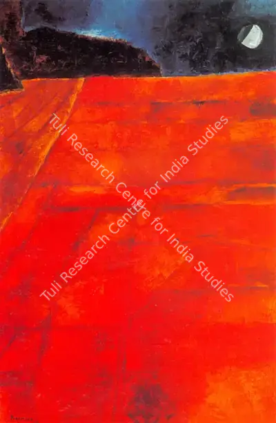 Padamsee, Akbar (Artist). Red Landscape. Oil on canvas, 1977 | Painting | FineArts | 00373522