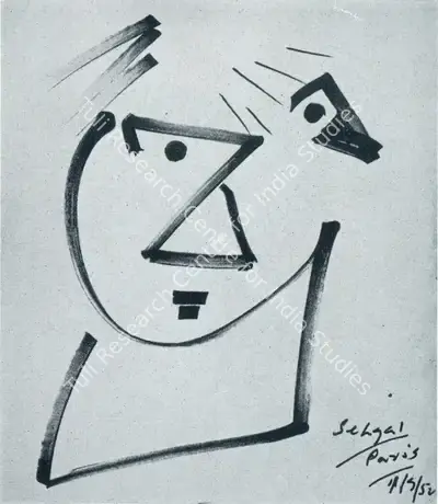 Amar Sehgal (Artist), A Portrait, 1952, Drawing