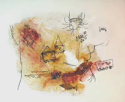 S.G. Vasudev (Artist), Red Landscape, 1964, Painting