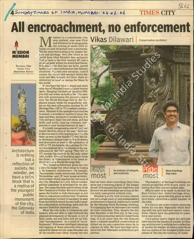Vikas Dilawari (Writer), All Encroachment, Non Enforcement, 2006, Newspaper Clipping