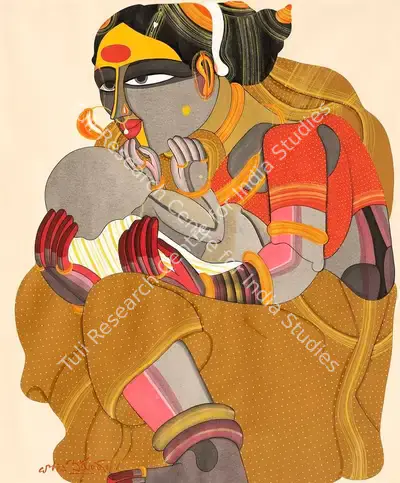 Thota Vaikuntam (Artist), Mother and Child, 1999, Painting