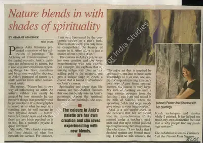 Hemant Abhishek (Reporter), Nature Blends in with Shades of Spirituality, 2009, Newspaper Clipping