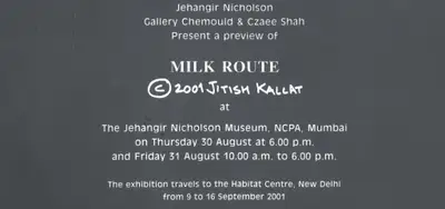 Jitish Kallat (Artist), Jitish Kallat, 2001, Solo Exhibition Invitation
