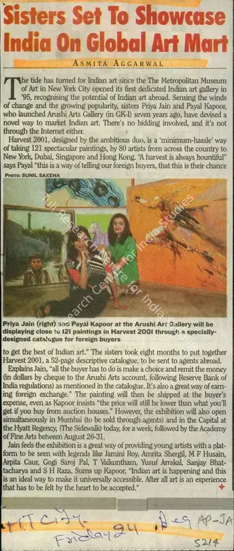 Asmita Aggarwal (Reporter), Sisters set to Showcase India on Global Art mart, Newspaper Clipping