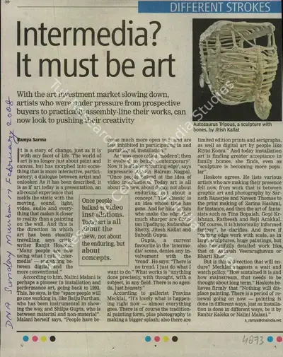 Ramya Sarma (Reporter), Intermedia? It must be Art, 2008, Newspaper Clipping