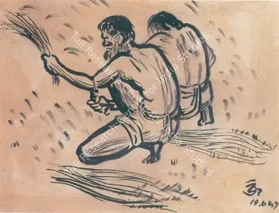 Zainul Abedin (Artist), Harvest, 1947, Drawing