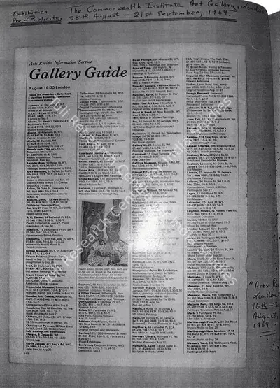 Gallery guide, 1969, Newspaper Clipping