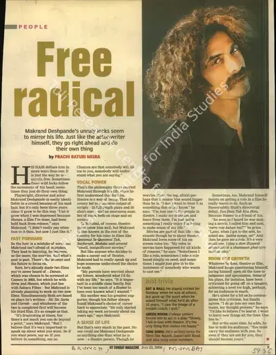 Prachi Raturi Misra (Reporter), Free Radical, 2006, Newspaper Clipping